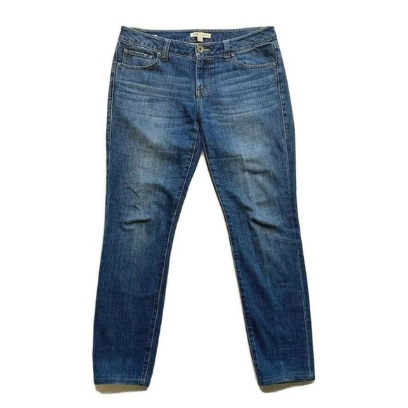 Cabi Jeans Skinny Stretch‎ Womens 8 (32x28) Faded Whiskered Medium Blue Denim - Picture 1 of 10
